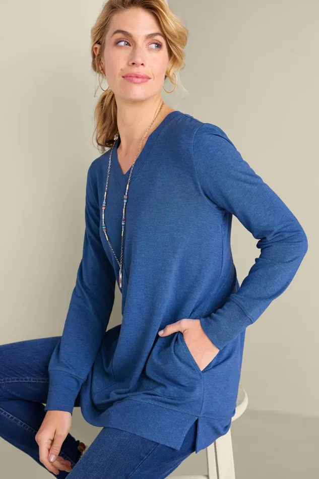 Women Siesta Soft Tunic Purple Haze Heather Soft Surroundings Tops