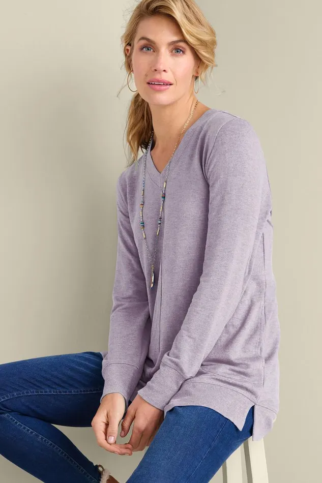Women Siesta Soft Tunic Purple Haze Heather Soft Surroundings Tops