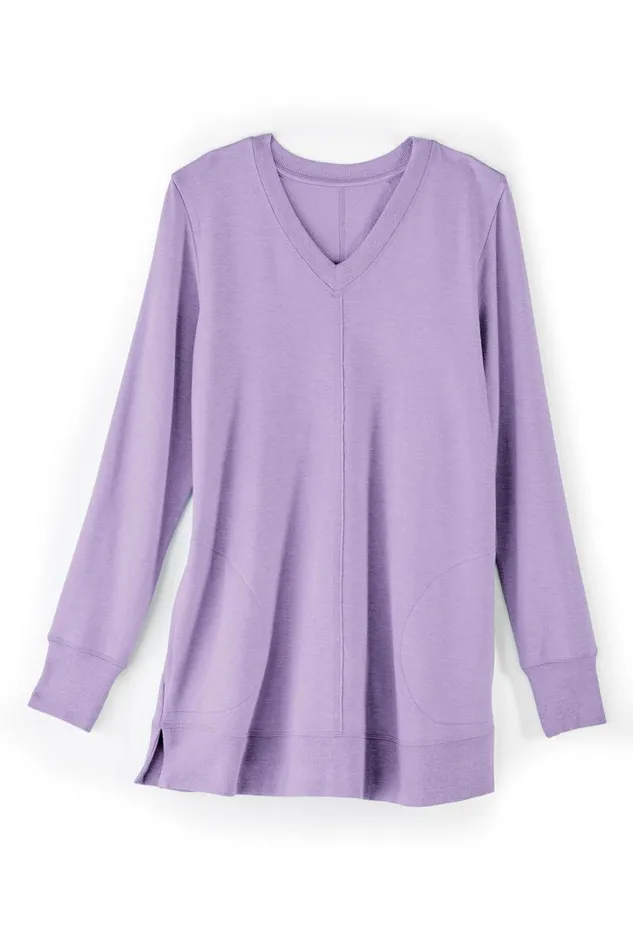 Women Siesta Soft Tunic Purple Haze Heather Soft Surroundings Tops