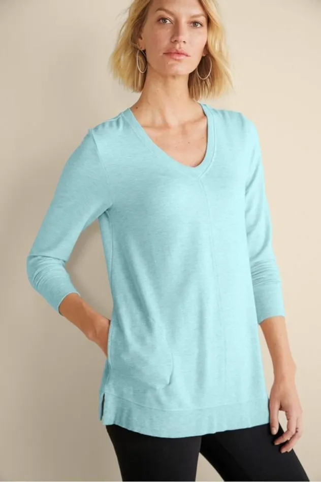 Women Siesta Soft Tunic Purple Haze Heather Soft Surroundings Tops