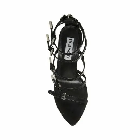 Women SIMONE BLACK LEATHER Black Leather Steve Madden Heels Women SIMONE BLACK LEATHER Black Leather Steve Madden Heels