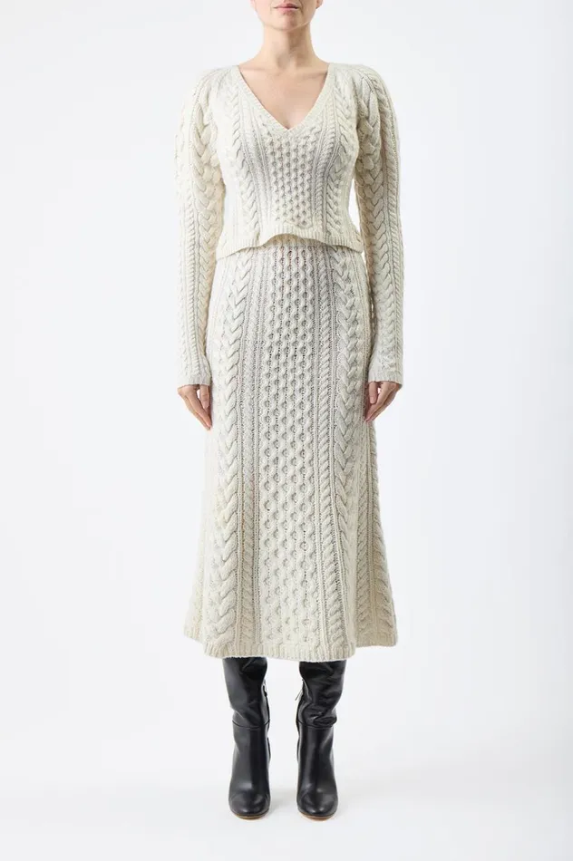 Women Skirts Gabriela Hearst Callum Knit Skirt In Ivory Cashmere
