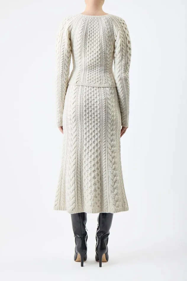 Women Skirts Gabriela Hearst Callum Knit Skirt In Ivory Cashmere