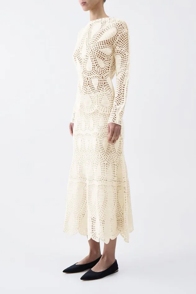 Women Skirts Gabriela Hearst Cleo Crochet Skirt In Ivory Wool Cashmere
