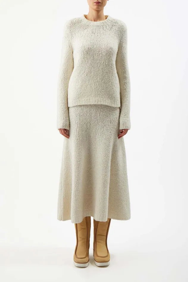 Women Skirts Gabriela Hearst Pablo Knit Skirt In Ivory Cashmere Boucle