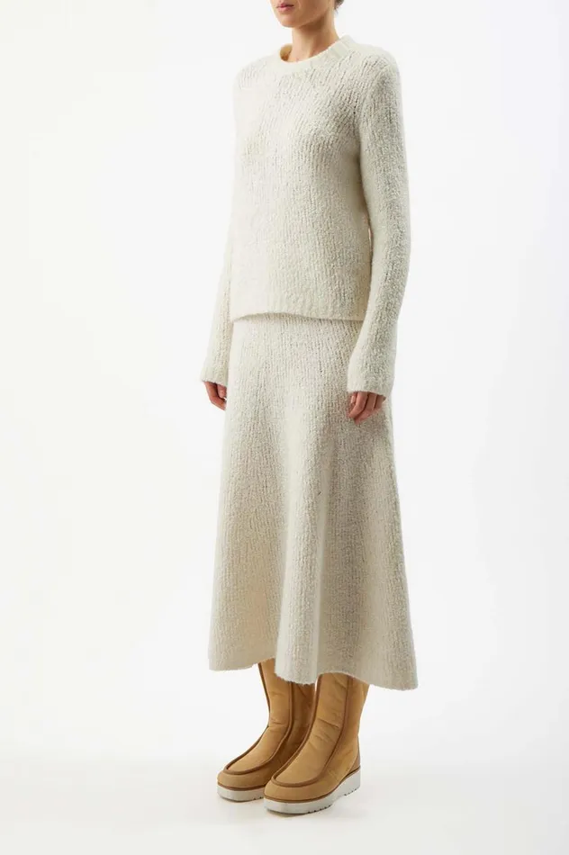 Women Skirts Gabriela Hearst Pablo Knit Skirt In Ivory Cashmere Boucle