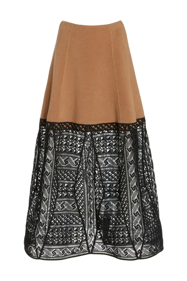 Women Skirts Gabriela Hearst Sorvino Lace Skirt In Camel DoubleFace Recycled Cashmere