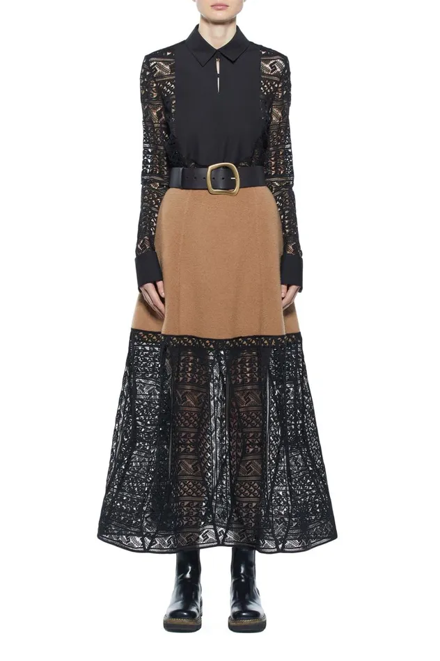 Women Skirts Gabriela Hearst Sorvino Lace Skirt In Camel DoubleFace Recycled Cashmere
