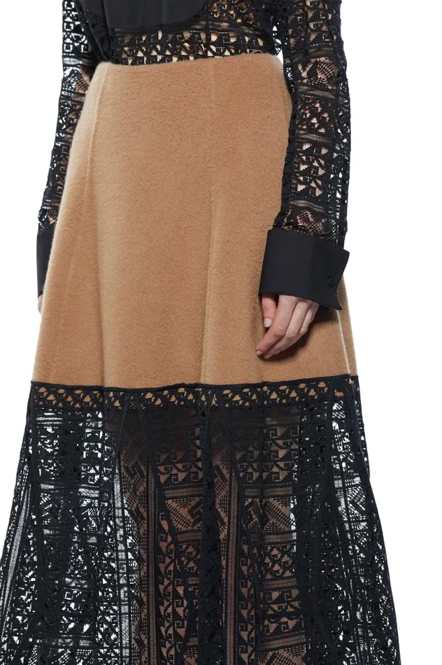 Women Skirts Gabriela Hearst Sorvino Lace Skirt In Camel DoubleFace Recycled Cashmere