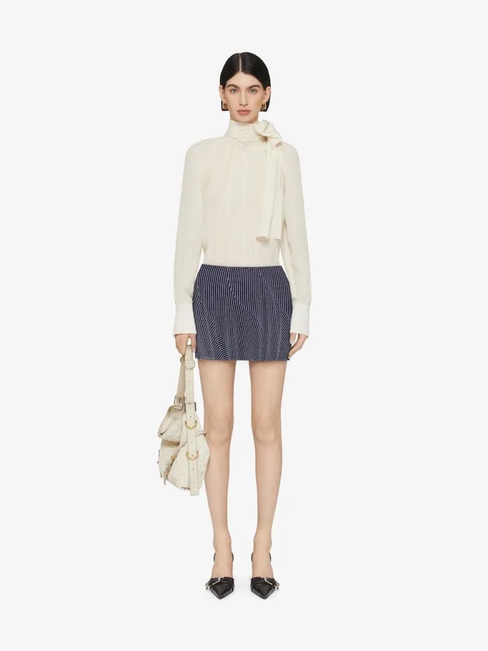 Women Skirts Givenchy Polka Dots Skirt In Silk Navywhite