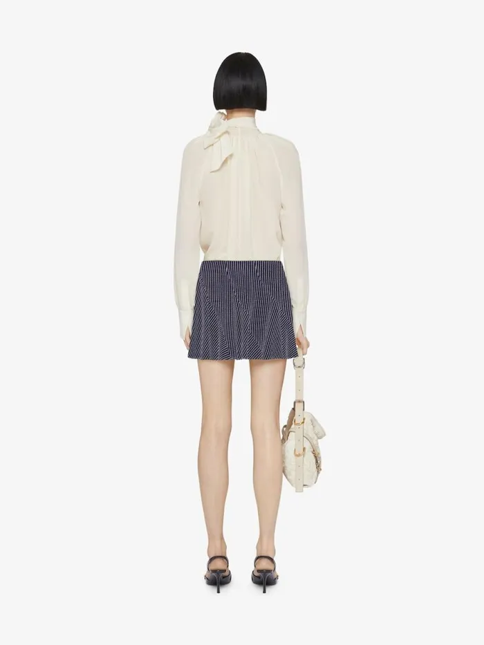 Women Skirts Givenchy Polka Dots Skirt In Silk Navywhite