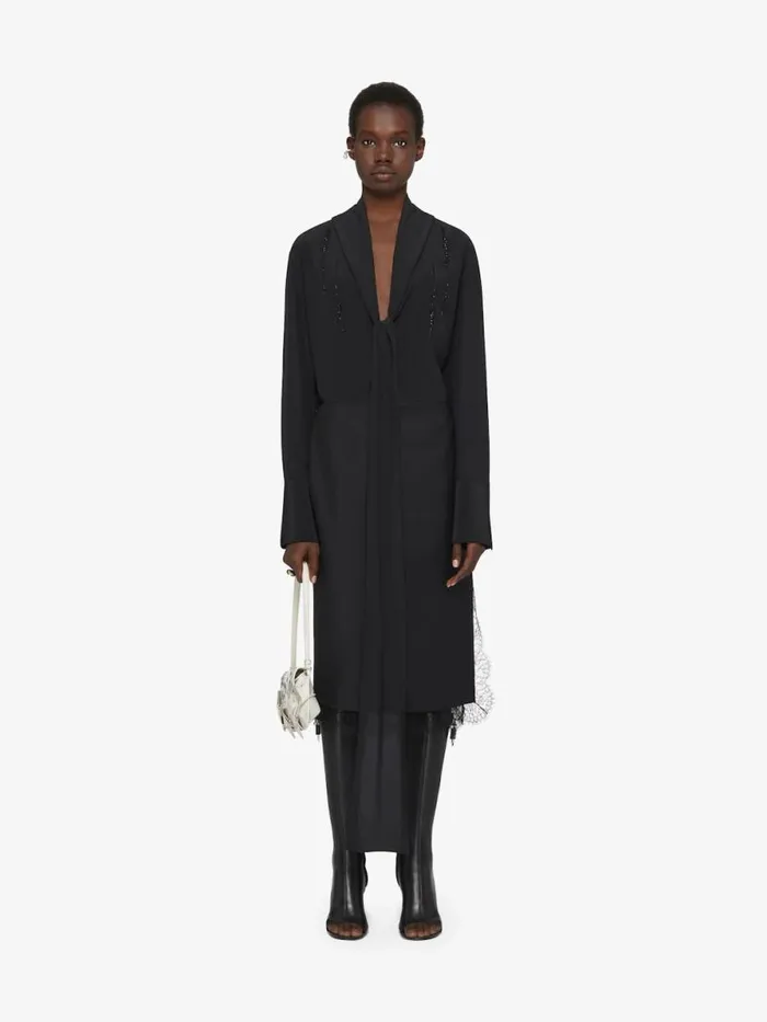 Women Skirts Givenchy Skirt In Wool And Mohair With Lace Black