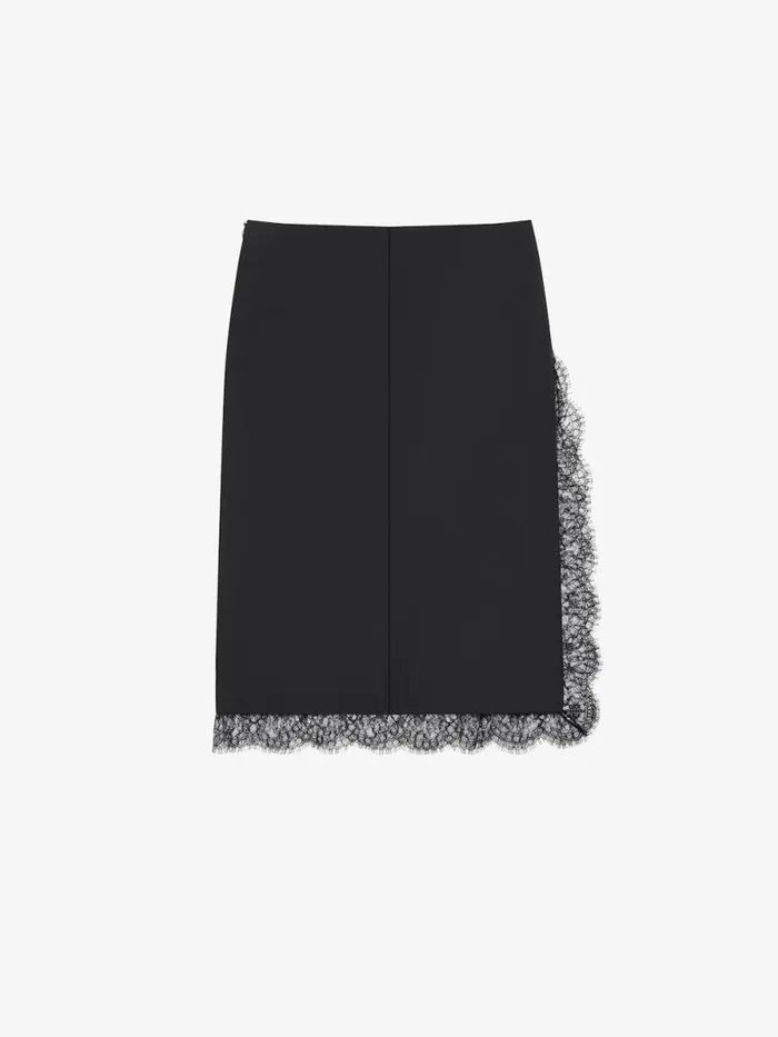 Women Skirts Givenchy Skirt In Wool And Mohair With Lace Black
