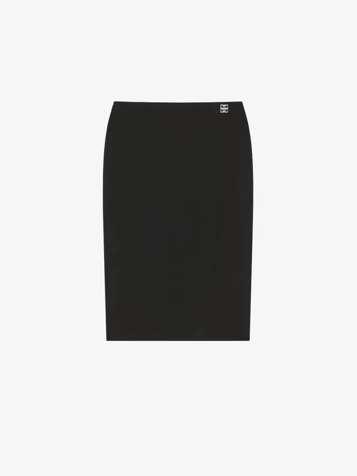 Women Skirts Givenchy Skirt In Wool With 4G Liquid Detail Black