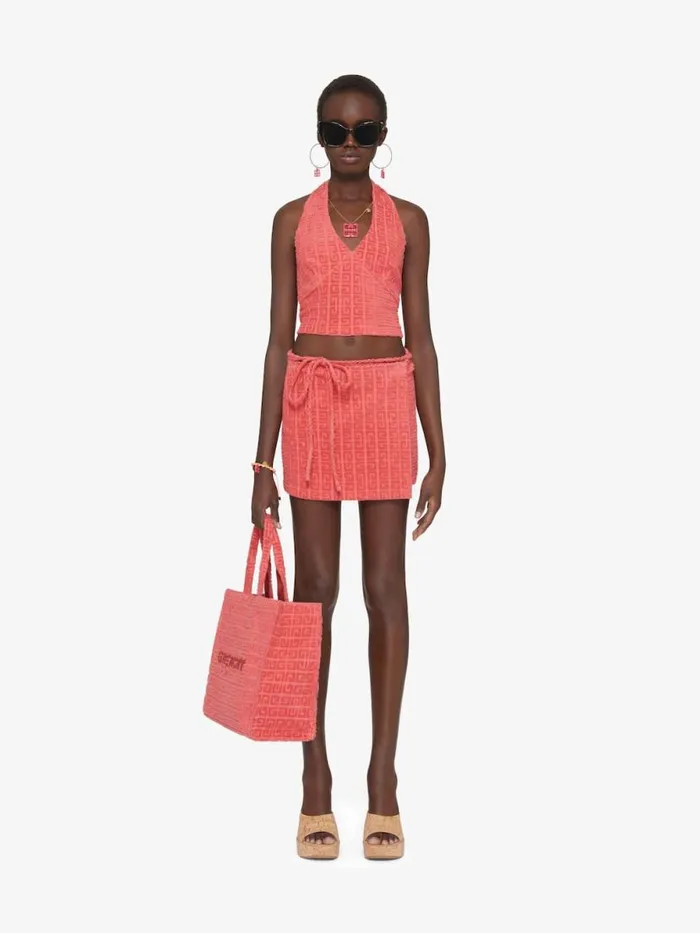 Women Skirts Givenchy Wrap Mini Skirt In 4G Cotton Towelling Coral