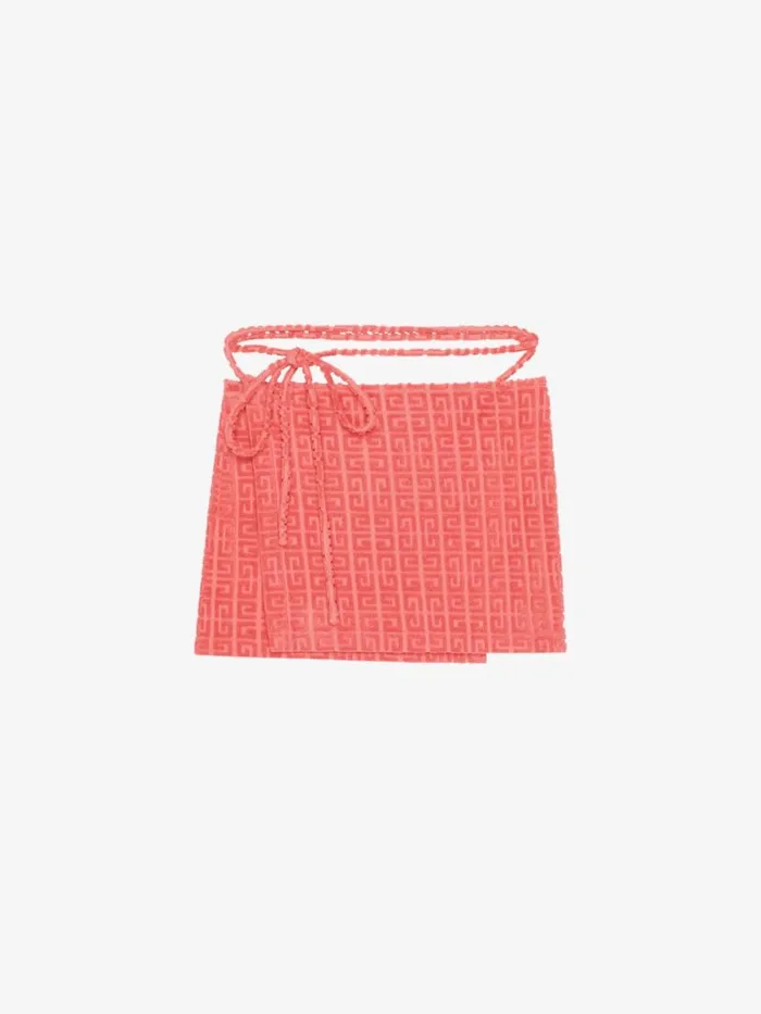 Women Skirts Givenchy Wrap Mini Skirt In 4G Cotton Towelling Coral