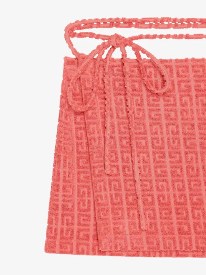 Women Skirts Givenchy Wrap Mini Skirt In 4G Cotton Towelling Coral