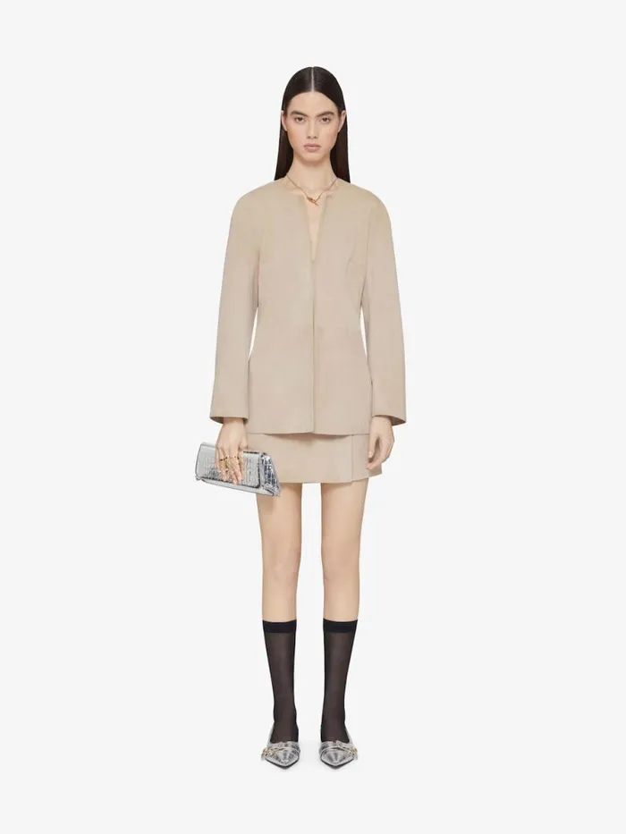 Women Skirts Givenchy Wrap Mini Skirt In Suede With 4G Liquid Detail Sand
