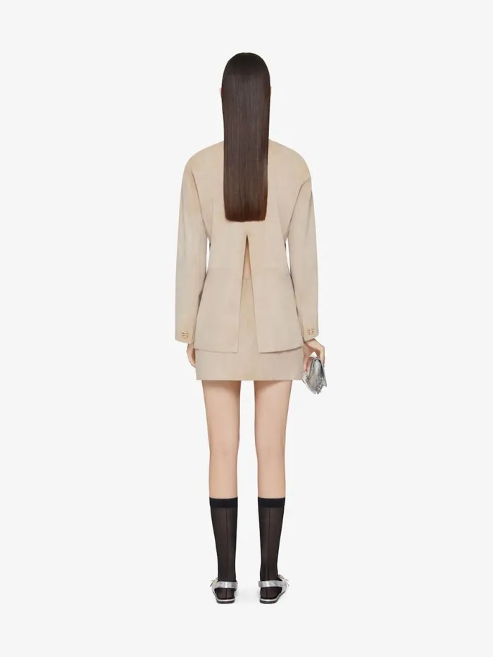 Women Skirts Givenchy Wrap Mini Skirt In Suede With 4G Liquid Detail Sand