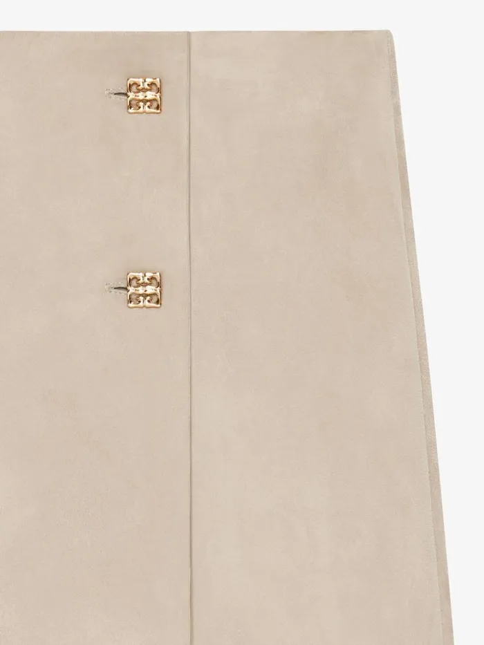 Women Skirts Givenchy Wrap Mini Skirt In Suede With 4G Liquid Detail Sand