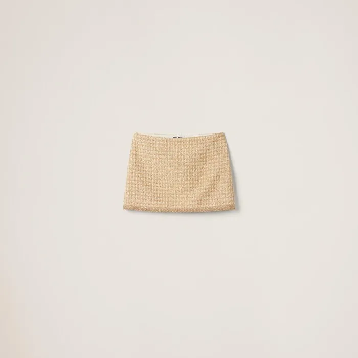 Women Skirts Miu Miu Check Lam Miniskirt Avorygold