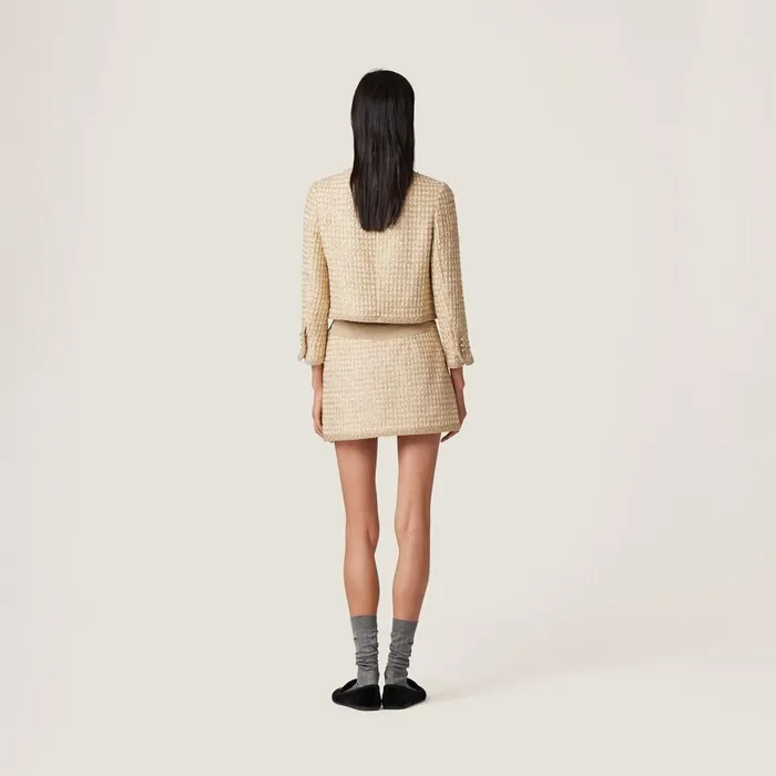 Women Skirts Miu Miu Check Lam Miniskirt Avorygold Women Skirts Miu Miu Check Lam Miniskirt Avorygold