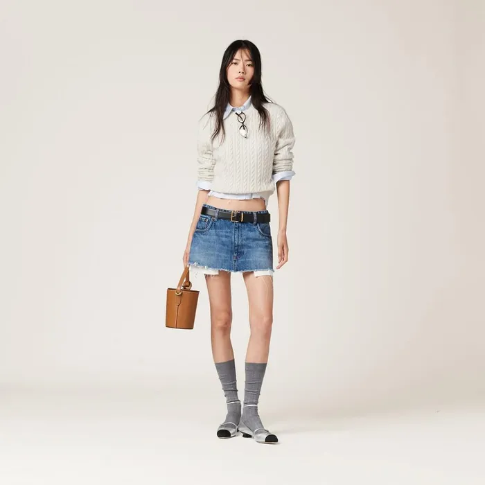 Women Skirts Miu Miu Denim Miniskirt Navy Women Skirts Miu Miu Denim Miniskirt Navy