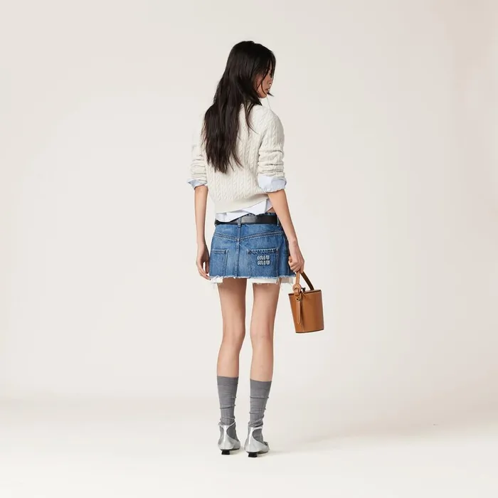 Women Skirts Miu Miu Denim Miniskirt Navy Women Skirts Miu Miu Denim Miniskirt Navy