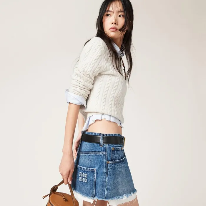 Women Skirts Miu Miu Denim Miniskirt Navy Women Skirts Miu Miu Denim Miniskirt Navy