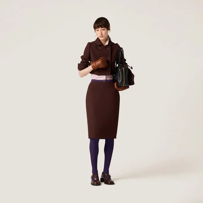 Women Skirts Miu Miu Natt Pencil Skirt Cocoa Brown Women Skirts Miu Miu Natt Pencil Skirt Cocoa Brown