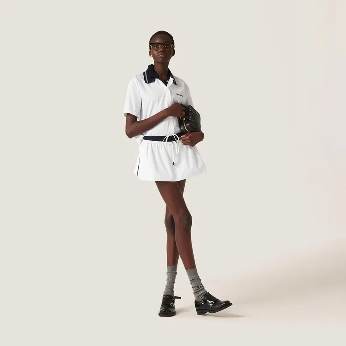 Women Skirts Miu Miu Poplin Miniskirt White Women Skirts Miu Miu Poplin Miniskirt White