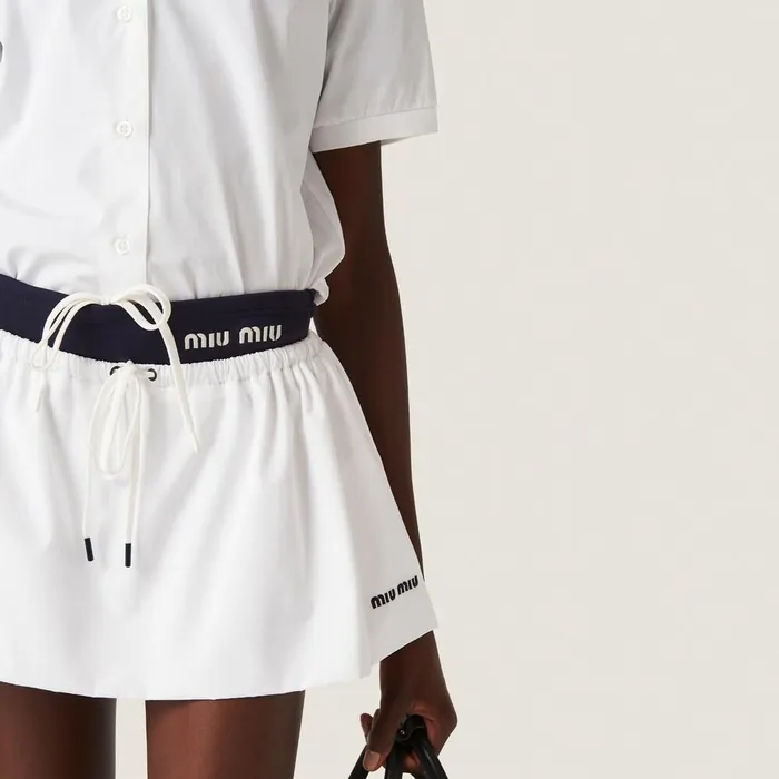 Women Skirts Miu Miu Poplin Miniskirt White Women Skirts Miu Miu Poplin Miniskirt White