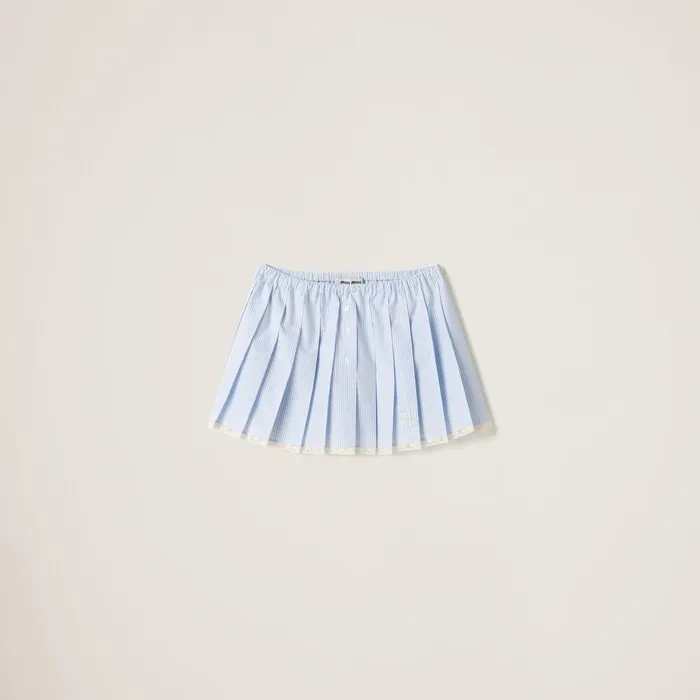 Women Skirts Miu Miu Poplin Miniskirt Whitelight Blue