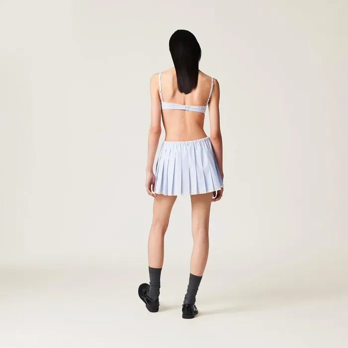 Women Skirts Miu Miu Poplin Miniskirt Whitelight Blue