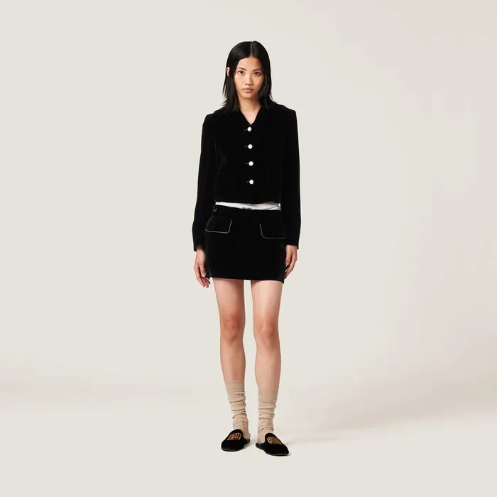 Women Skirts Miu Miu Velvet Miniskirt Black Women Skirts Miu Miu Velvet Miniskirt Black