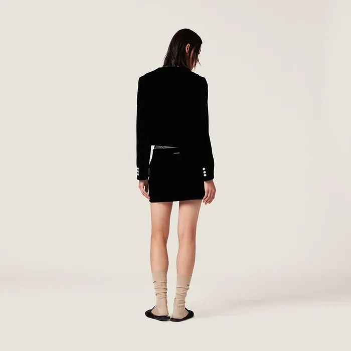 Women Skirts Miu Miu Velvet Miniskirt Black Women Skirts Miu Miu Velvet Miniskirt Black