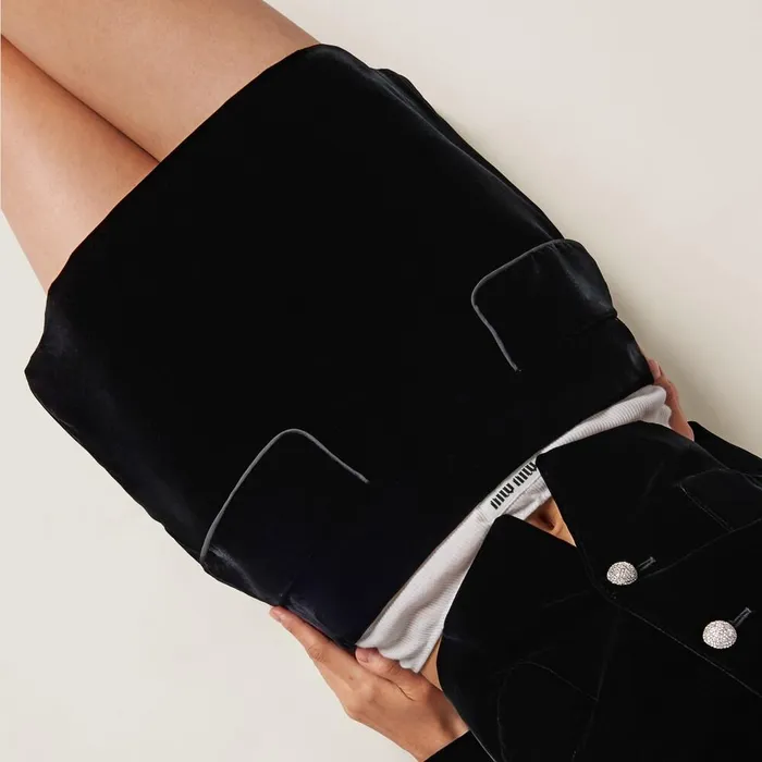 Women Skirts Miu Miu Velvet Miniskirt Black Women Skirts Miu Miu Velvet Miniskirt Black