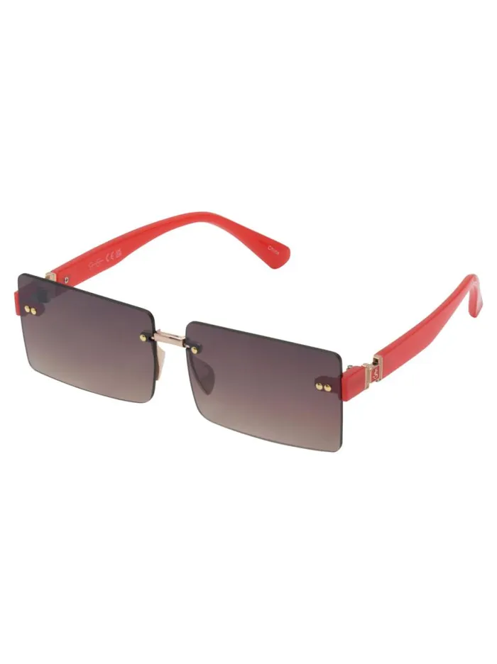 Women Sleek Rectangular Metal Sunglasses In Gold and Milky Coral Jessica Simpson Sunglasses