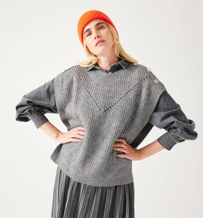 Women Sleeveless Jumper 8211 Light Grey Promod Jumpers And Cardigans