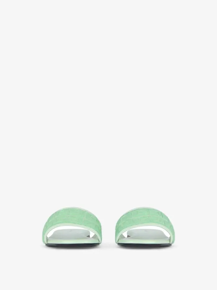 Women Slides and Sandals Givenchy 4G Flat Mules In 4G Cotton Towelling Aqua Green Women Slides and Sandals Givenchy 4G Flat Mules In 4G Cotton Towelling Aqua Green