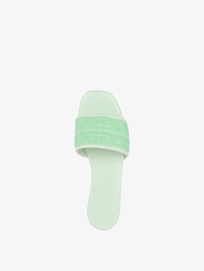 Women Slides and Sandals Givenchy 4G Flat Mules In 4G Cotton Towelling Aqua Green Women Slides and Sandals Givenchy 4G Flat Mules In 4G Cotton Towelling Aqua Green
