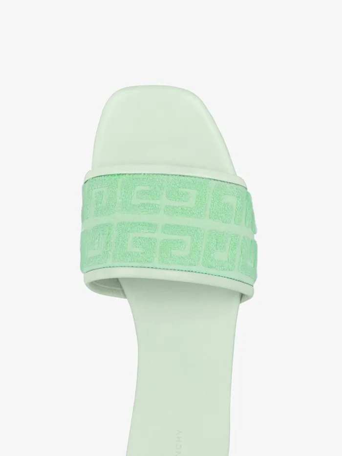 Women Slides and Sandals Givenchy 4G Flat Mules In 4G Cotton Towelling Aqua Green Women Slides and Sandals Givenchy 4G Flat Mules In 4G Cotton Towelling Aqua Green