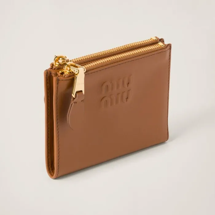 Women Small Wallets Miu Miu Small Leather Wallet Cognac Women Small Wallets Miu Miu Small Leather Wallet Cognac