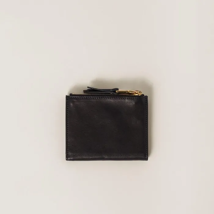 Women Small Wallets Miu Miu Small Nappa Leather Wallet Black