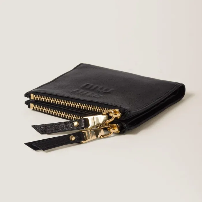 Women Small Wallets Miu Miu Small Nappa Leather Wallet Black