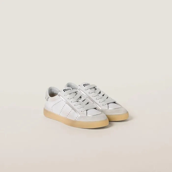 Women Sneakers Miu Miu Bleached Leather Sneakers White