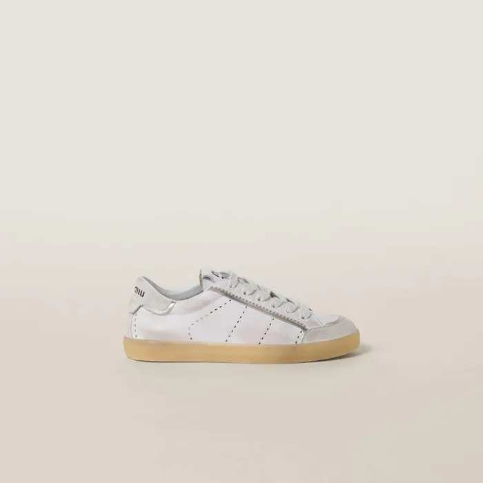 Women Sneakers Miu Miu Bleached Leather Sneakers White Women Sneakers Miu Miu Bleached Leather Sneakers White