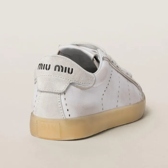 Women Sneakers Miu Miu Bleached Leather Sneakers White Women Sneakers Miu Miu Bleached Leather Sneakers White