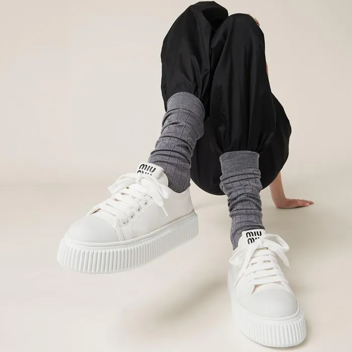 Women Sneakers Miu Miu Denim Sneakers White Women Sneakers Miu Miu Denim Sneakers White