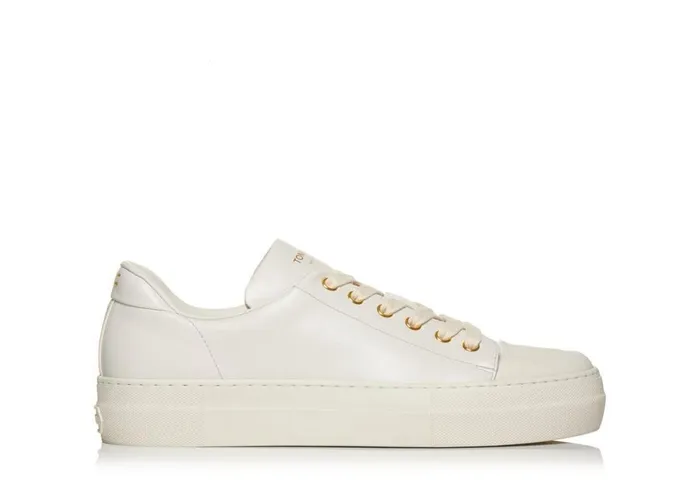 Women Sneakers Tom Ford Smooth Leather City Low Top Sneakers Chalk